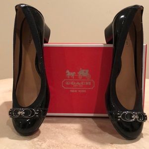 Coach Black Tandy Patent Low Block Heel size 7 B